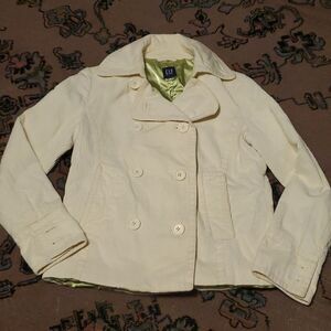 GAP Cream Corduroy Double Breasted Pea Coat Jacket Size small